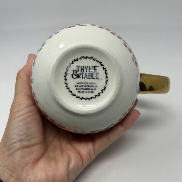 Thyme & Table Stoneware Gold Floral 16oz Coffee Mug - Picture 4 of 5